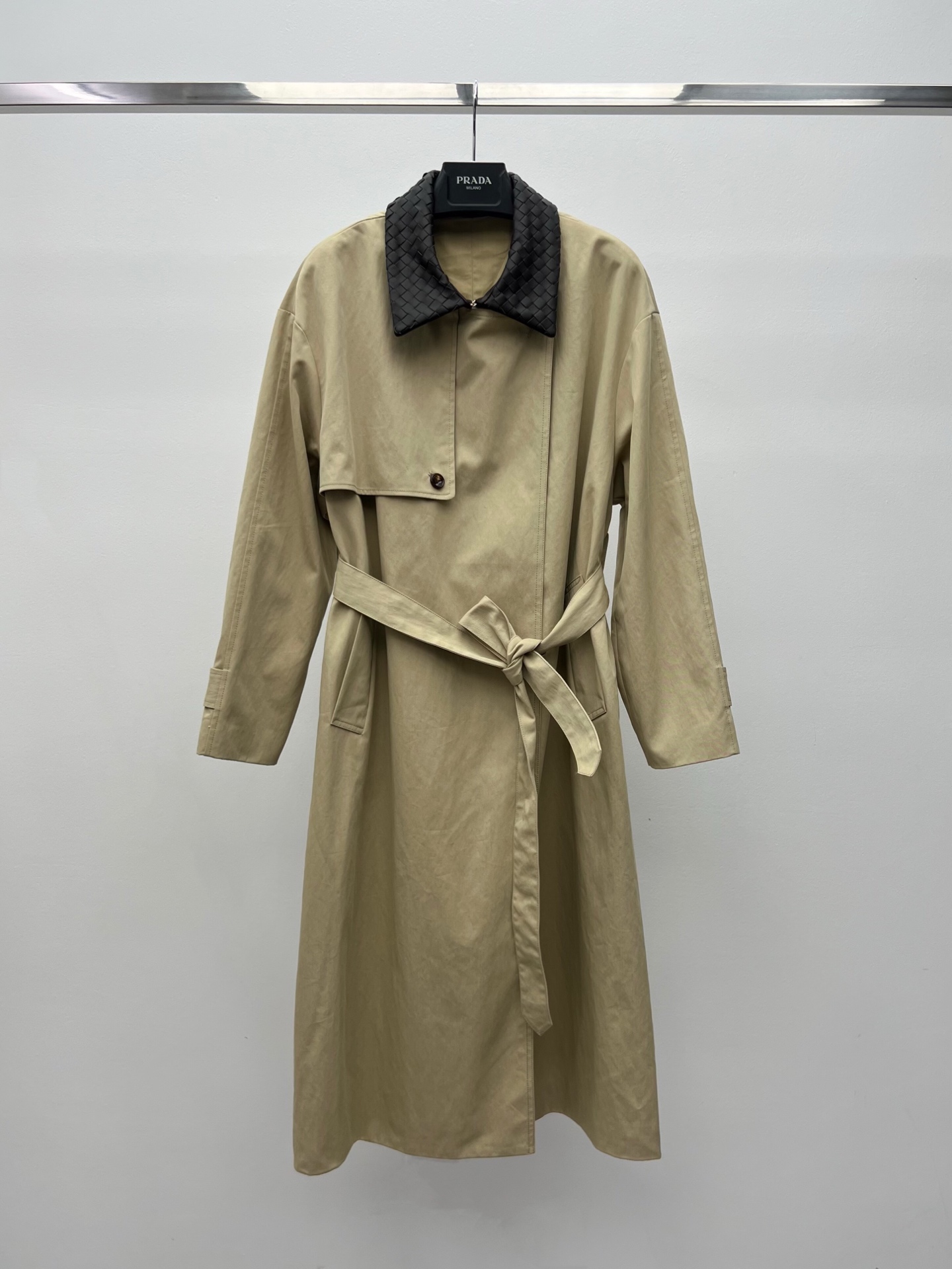 Bottega Veneta Khaki Belted Trench Coat
