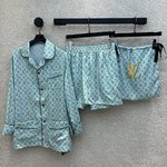 Louis Vuitton Kleding Overhemden Korte Broek Blauw Lente/Zomercollectie Vintage Lange mouw