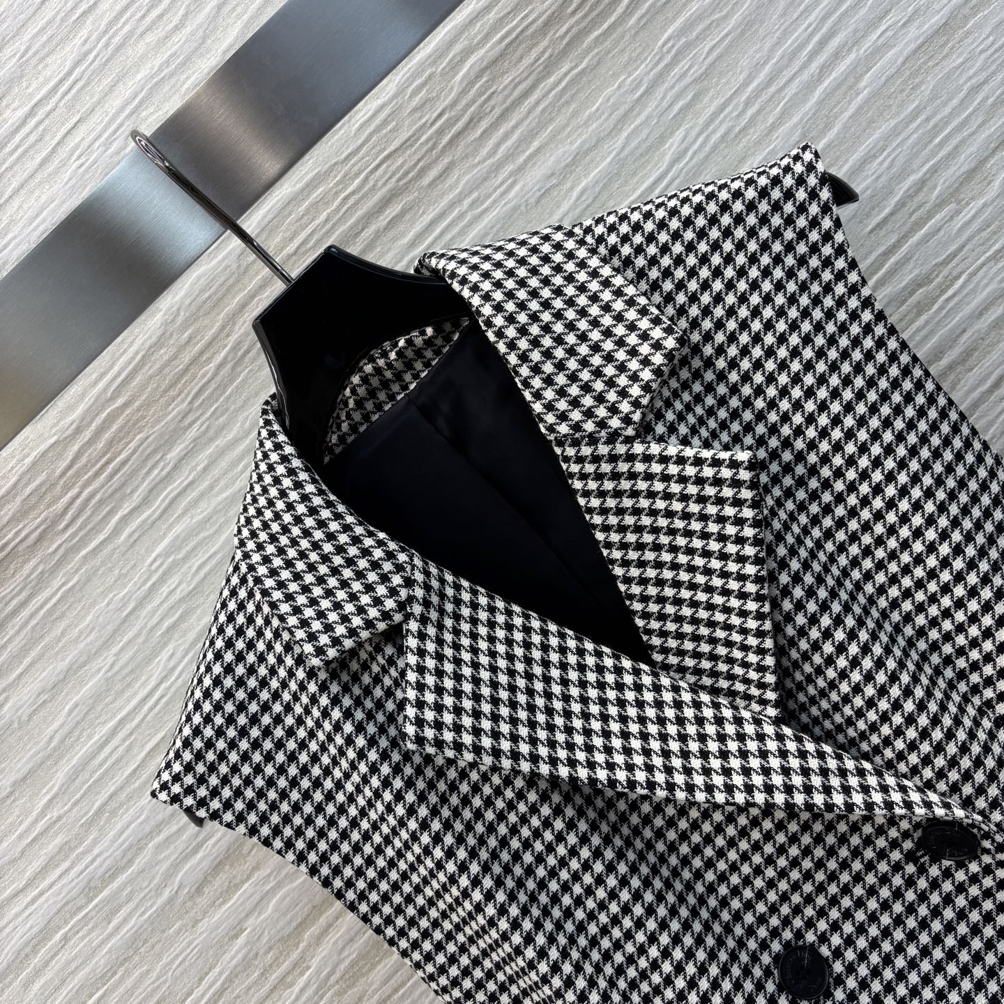 Houndstooth Sleeveless Blazer Dress, Double-Breasted Waist Belt Midi Dress 6 i1740926491933 8295 0 6