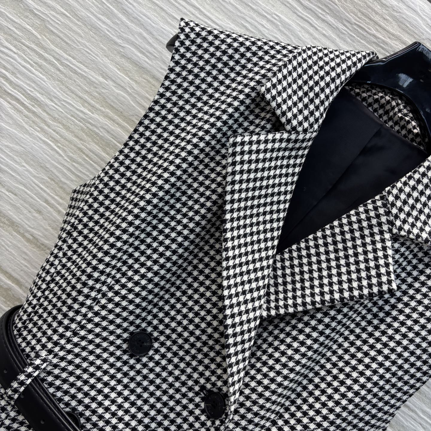 Houndstooth Sleeveless Blazer Dress, Double-Breasted Waist Belt Midi Dress 4 i1740926492004 6512 0 2