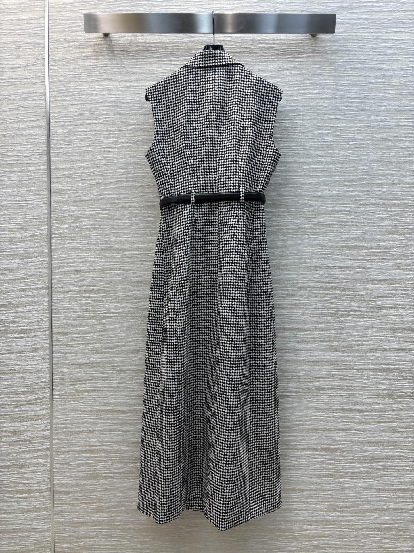 Houndstooth Sleeveless Blazer Dress, Double-Breasted Waist Belt Midi Dress 9 i1740926492112 5278 0 7