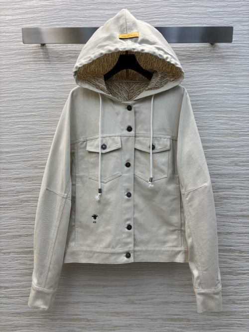 Dior Hooded Denim Jacket with Bee Embroidery, Early Spring Collection 1 Dior Hooded Denim Jacket with Bee Embroidery, Early Spring Collection