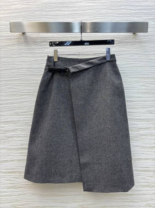 High Waist Asymmetric Skirt With Buckle Detail - Elegant and Chic