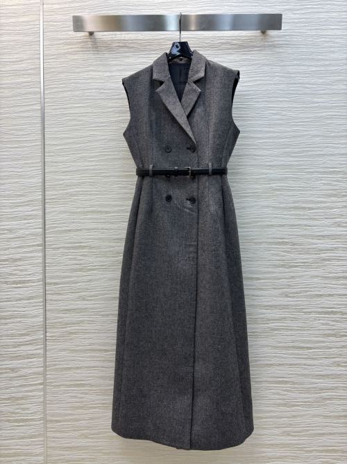 Elegante Grijze Mouwloze Blazerjurk met Ceintuur - Verfijnde Dameskleding 1 Elegante Grijze Mouwloze Blazerjurk met Ceintuur - Verfijnde Dameskleding