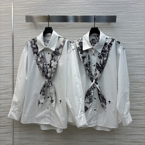 Dior Women's Silk Scarf Embellished Blouse - Elegant & Casual Style 1 Dior Women's Silk Scarf Embellished Blouse - Elegant & Casual Style