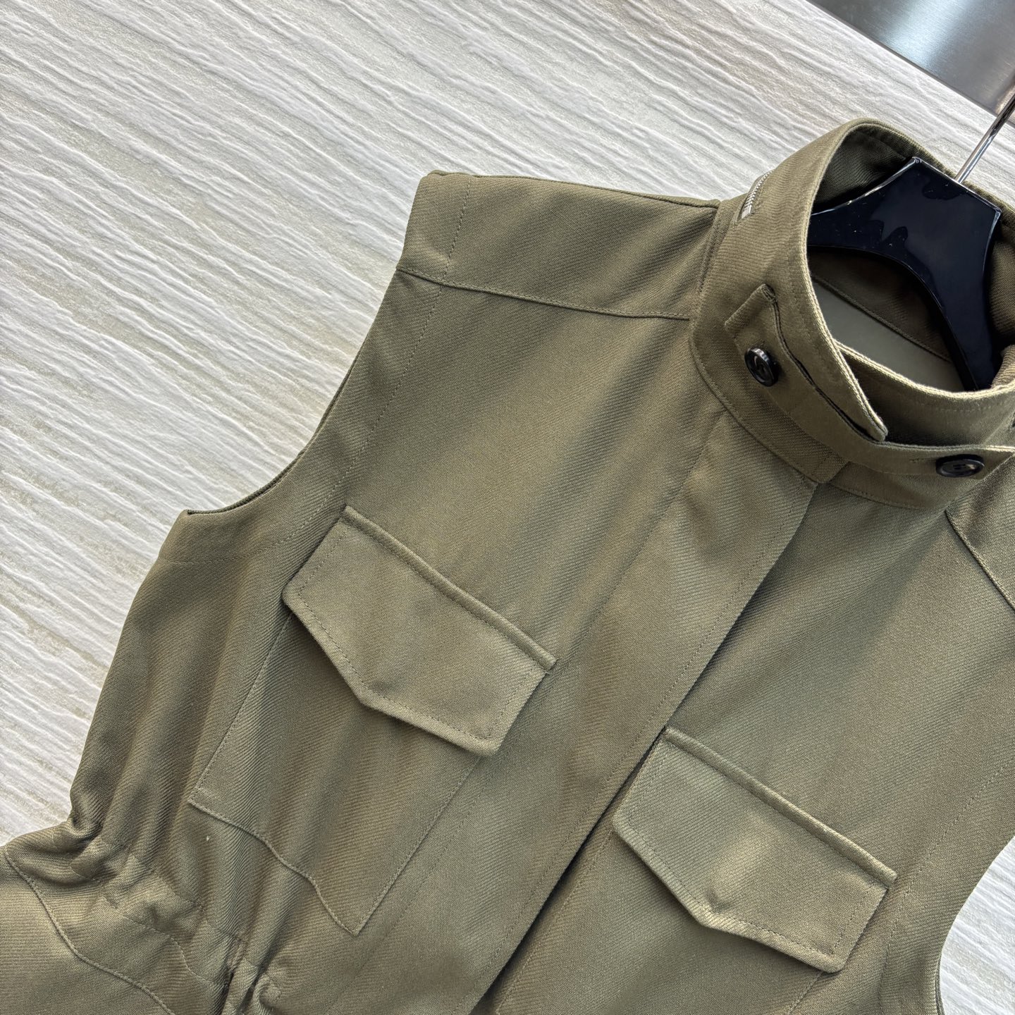Drawstring Waist Linen Vest Stand Collar Sleeveless Jacket for Women 4 i1741098084344 2448 0 2