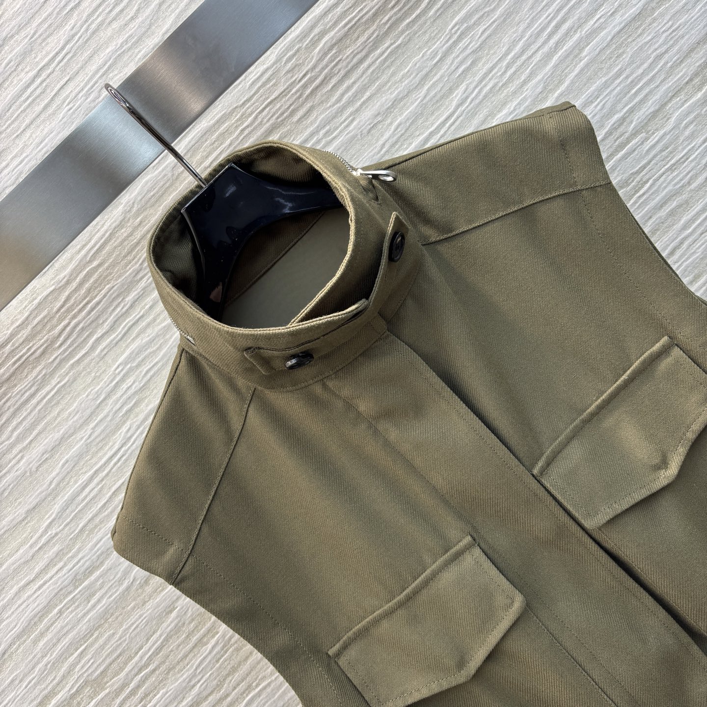 Drawstring Waist Linen Vest Stand Collar Sleeveless Jacket for Women 6 i1741098084359 6461 0 4