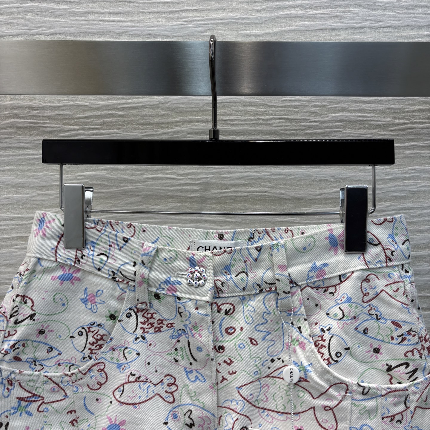 Chanel Early Spring Graffiti Print Denim Shorts A-Line - White, S-L 3 i1741163634962 6178 0 1