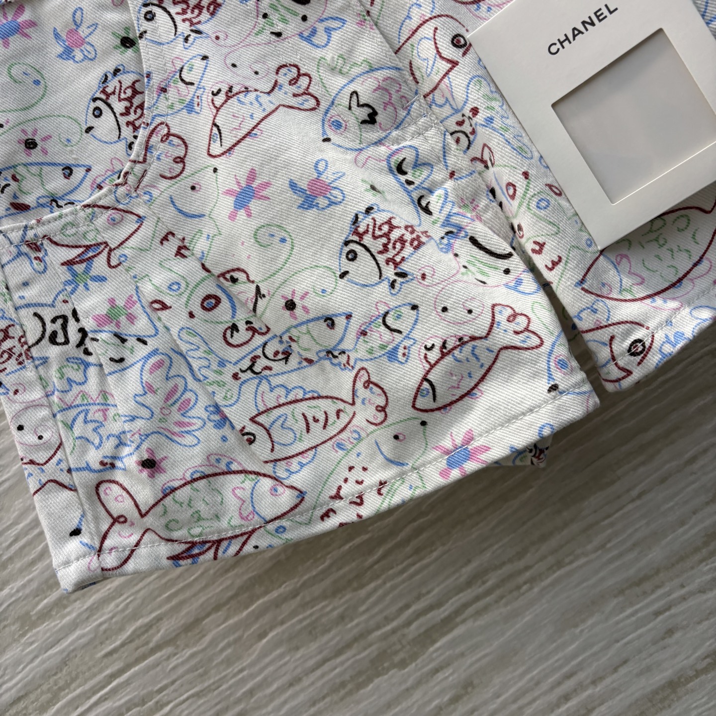 Chanel Early Spring Graffiti Print Denim Shorts A-Line - White, S-L 7 i1741163636231 694 0 6