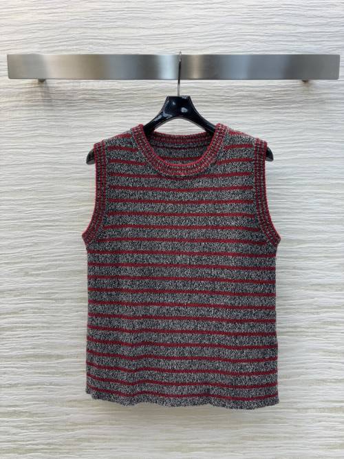 Striped Jacquard Knit Tank Top with Brand Logo Sleeveless and Casual Fit