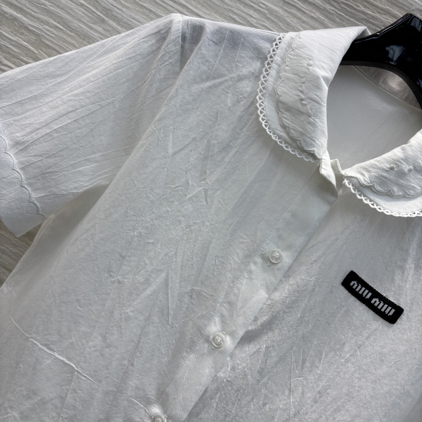 Miu Miu Double Layer Lace Trim Short Sleeve Shirt - Elegant and Comfortable 4 i1741436896730 4557 0 2