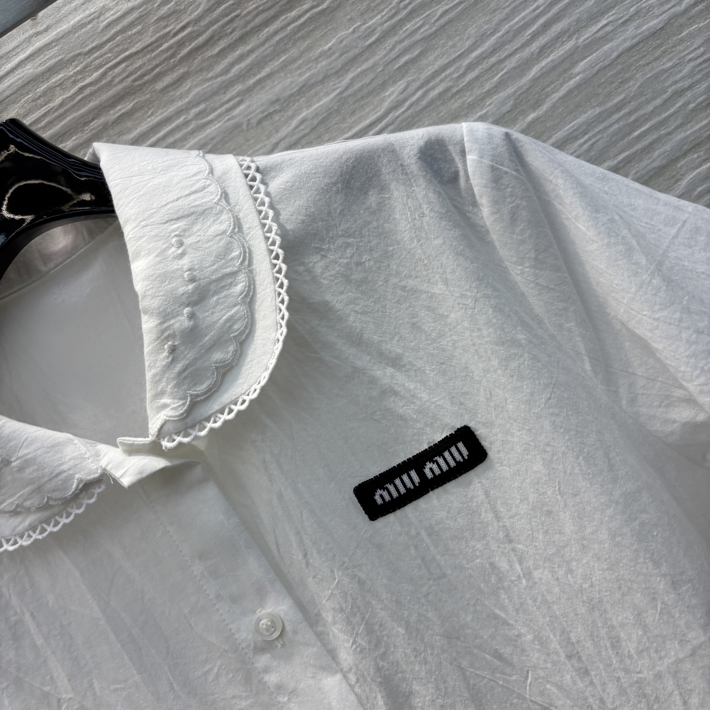 Miu Miu Double Layer Lace Trim Short Sleeve Shirt - Elegant and Comfortable 6 i1741436897844 3311 0 5