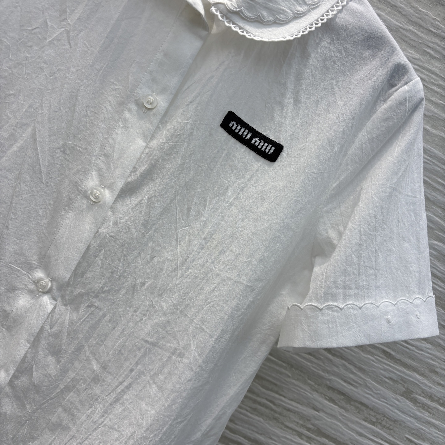 Miu Miu Double Layer Lace Trim Short Sleeve Shirt - Elegant and Comfortable 5 i1741436897856 4831 0 3