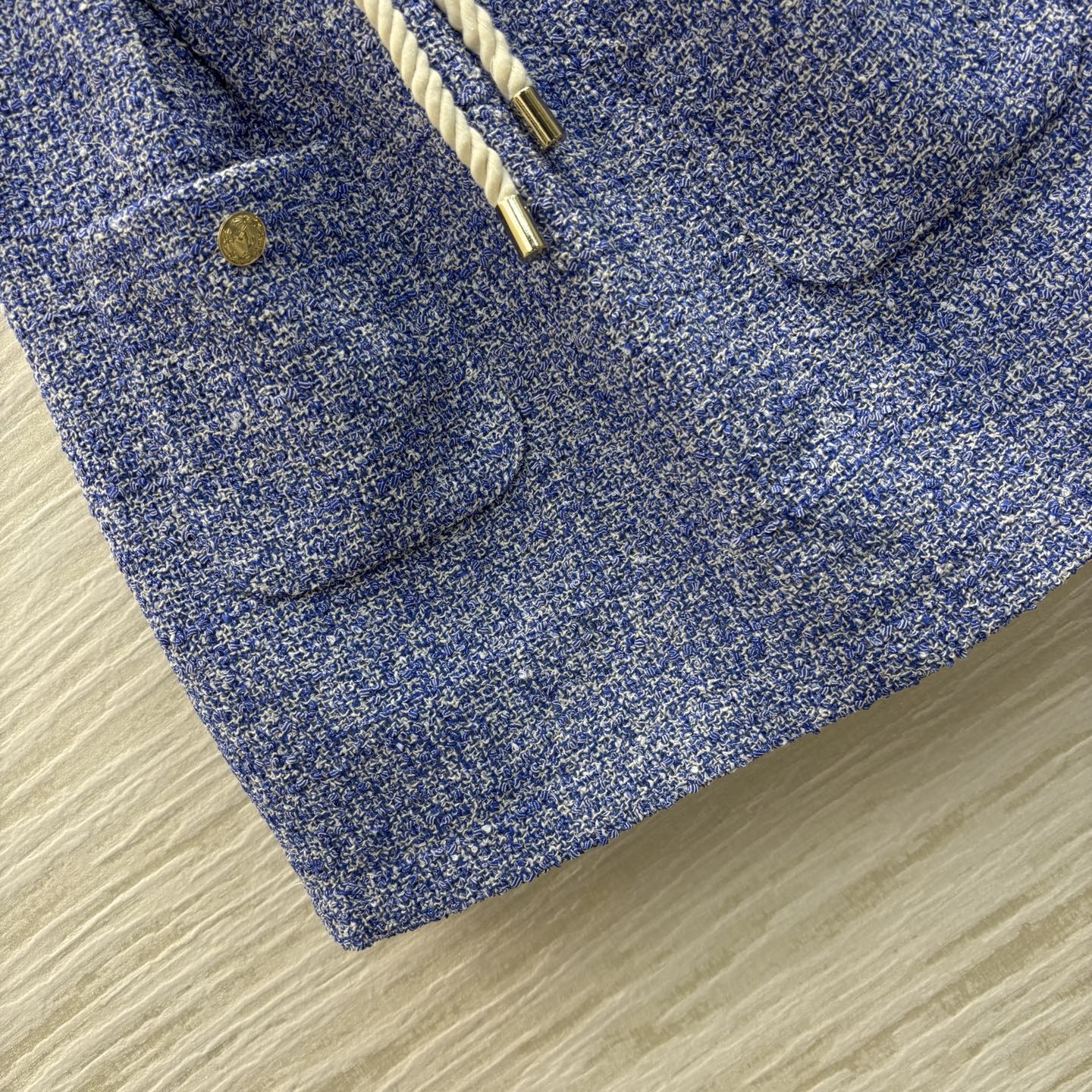 L家 25春夏 航海系列 蓝色小香风粗花呢抽绳半裙 绳索收腰显瘦A字裙设计  双口袋装饰巨显身材比例 青