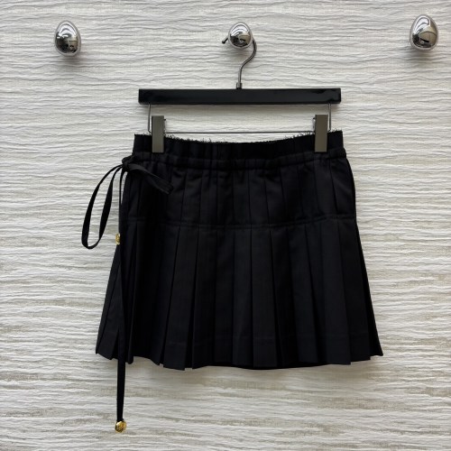Elegant Pleated Mini Skirt with Drawstring Waist - Versatile & Flattering 1 Elegant Pleated Mini Skirt with Drawstring Waist - Versatile & Flattering