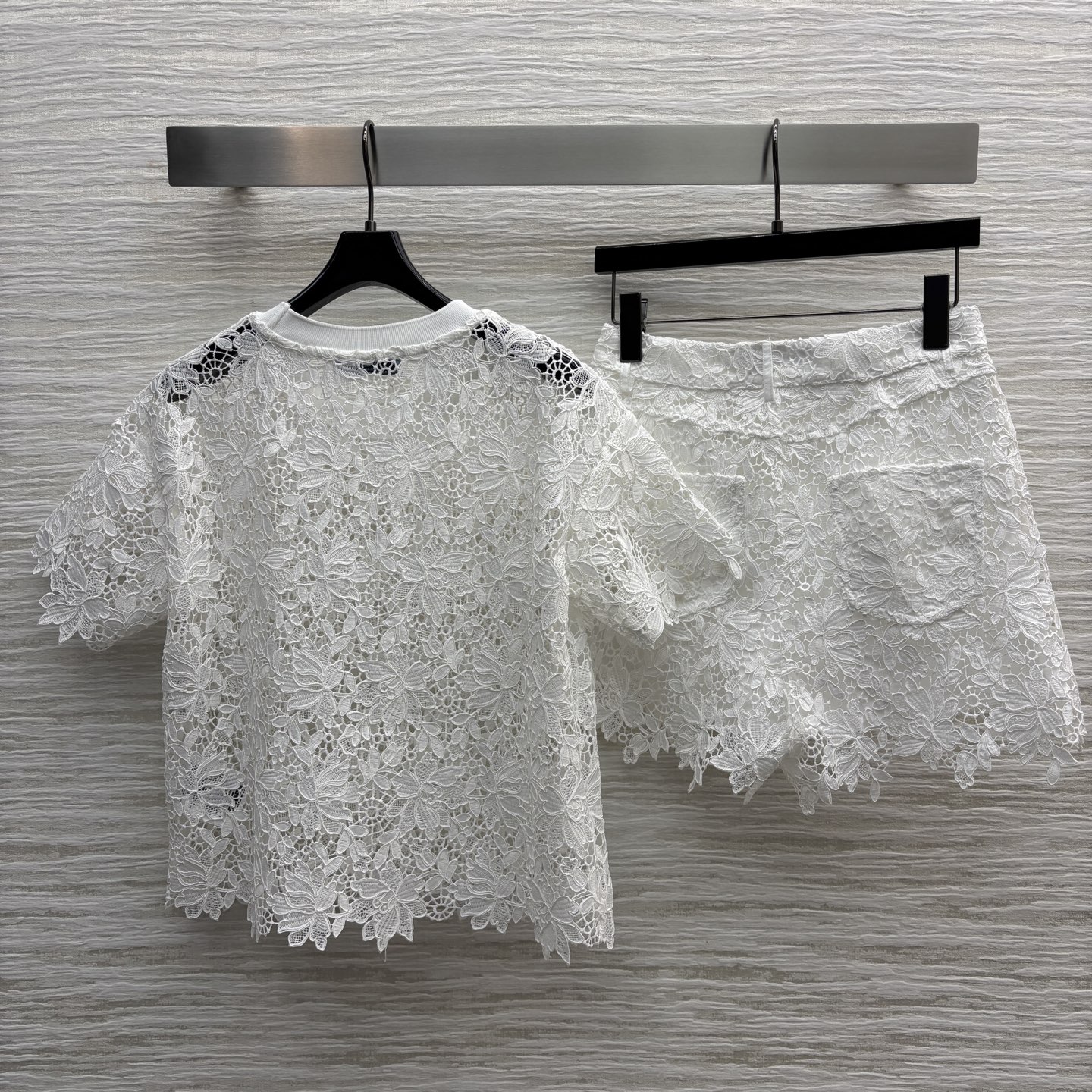 Prada White Lace Set, Round Neck T-Shirt and Shorts, Elegant Embroidered Design 8 i1746964702522 232 0 7
