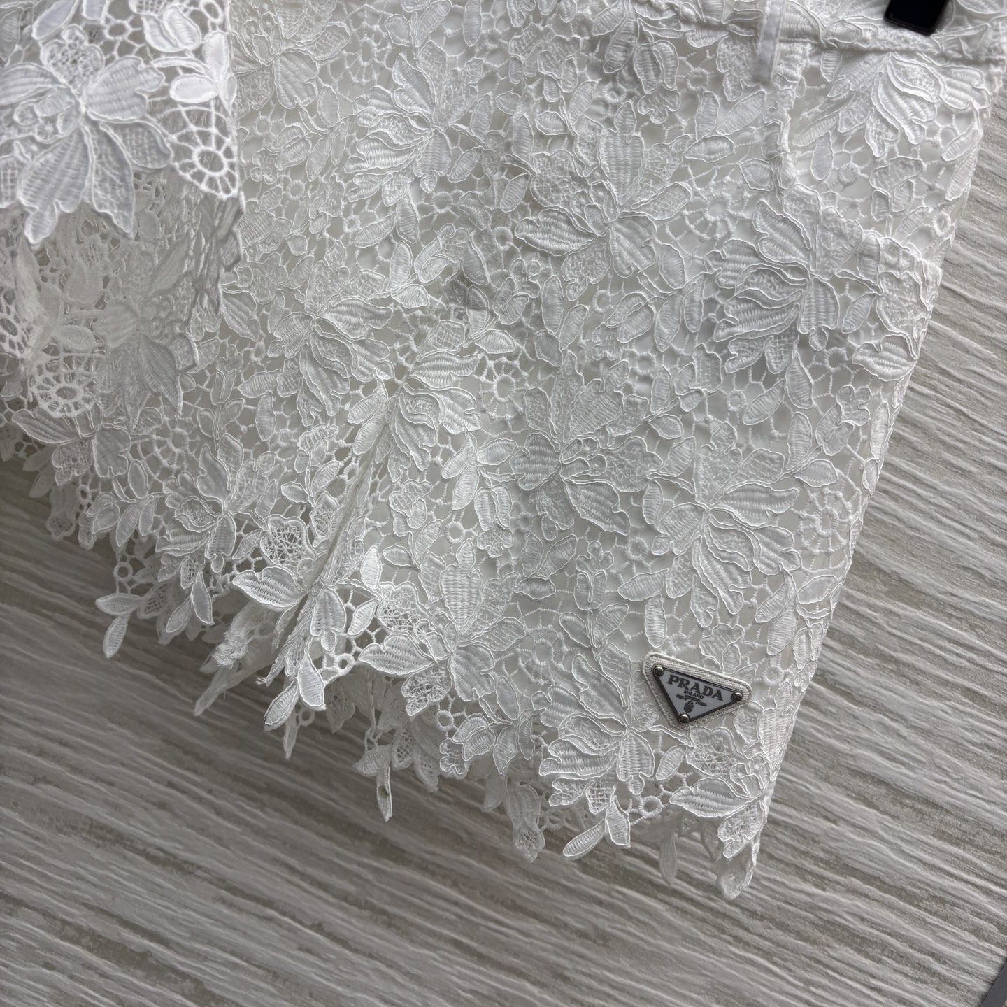 Prada White Lace Set, Round Neck T-Shirt and Shorts, Elegant Embroidered Design 5 i1746964703615 782 0 3