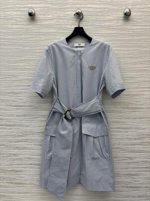 Fendi Striped Midi Shirt Dress with Belt - Chic & Flattering 1 Fendi Striped Midi Shirt Dress with Belt - Chic & Flattering