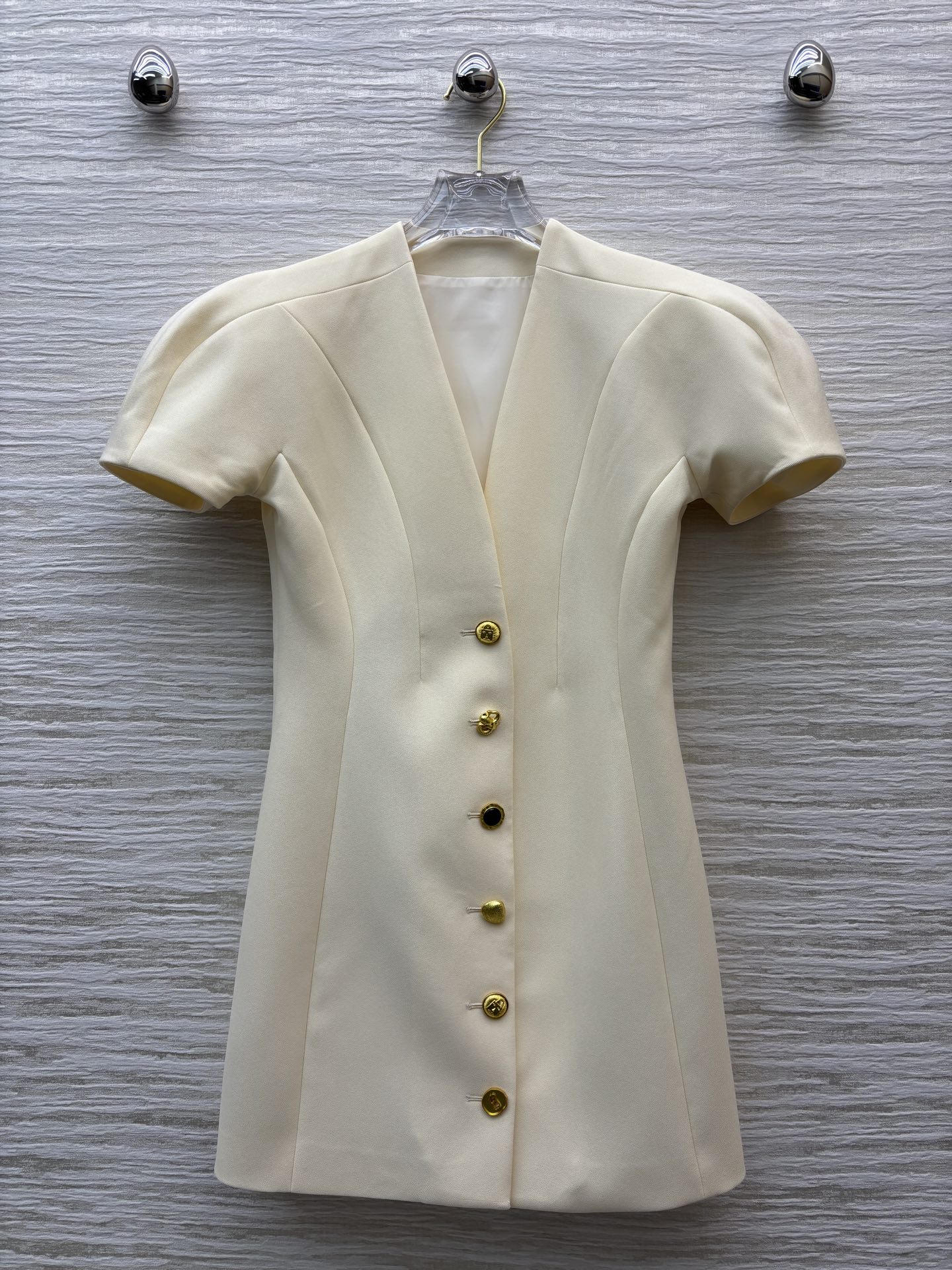 Sch V-Neck Puff Sleeve Mini Dress - Unique Button Detail, Elegant & Chic 2 i1747632211702 1999 0 0