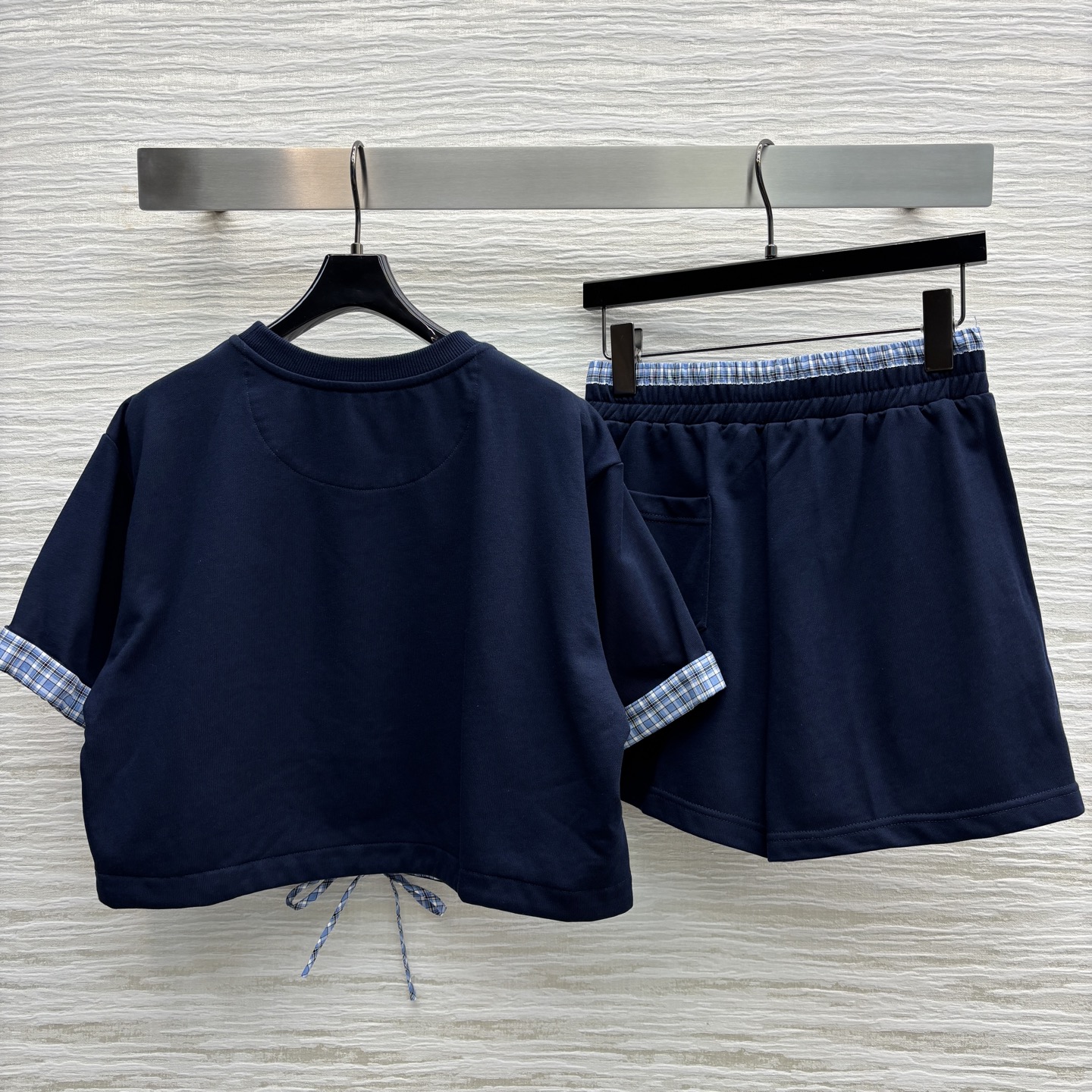 Miu Miu Plaid Patchwork Lounge Set: Short Sleeve Top & Shorts - Chic & Youthful 9 i1747732421359 81 0 7