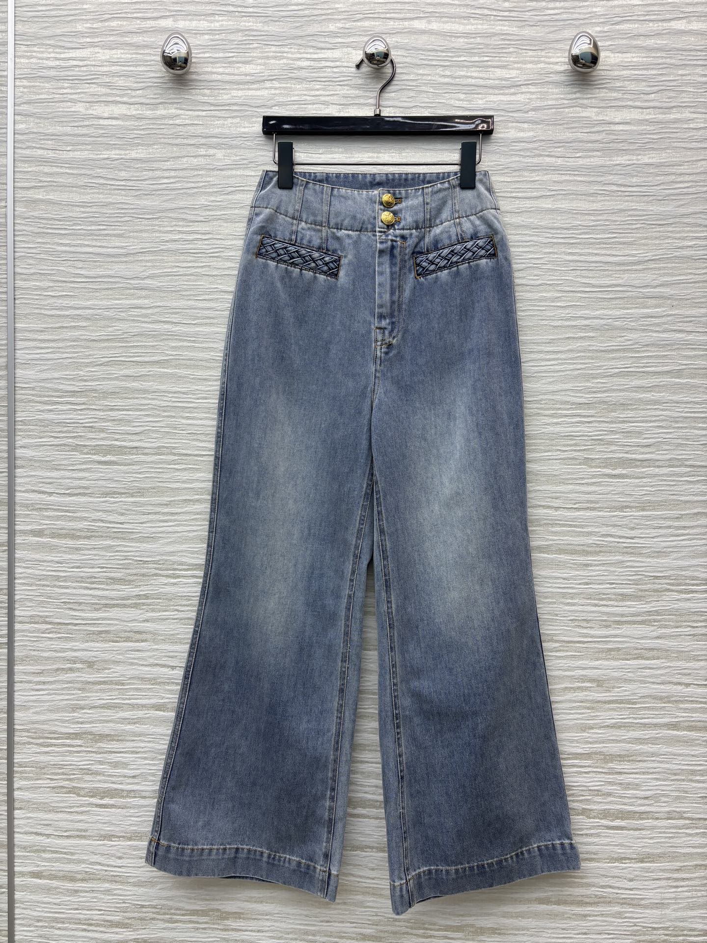 小众品牌Z家25年春夏新品 系列 高腰编织口袋牛仔阔腿裤 高腰a字阔腿裤型 上身超显大长腿 各种裤型都能