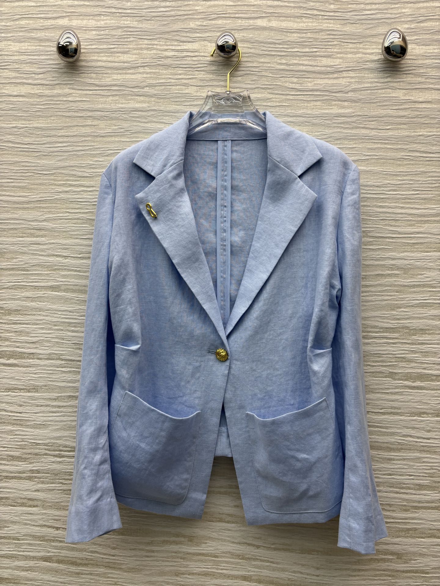 四个码SMLXL Sch家 25新款 亚麻翻领金扣收腰西服外套 时髦感西装 百搭大气 充满腔调感 独一份