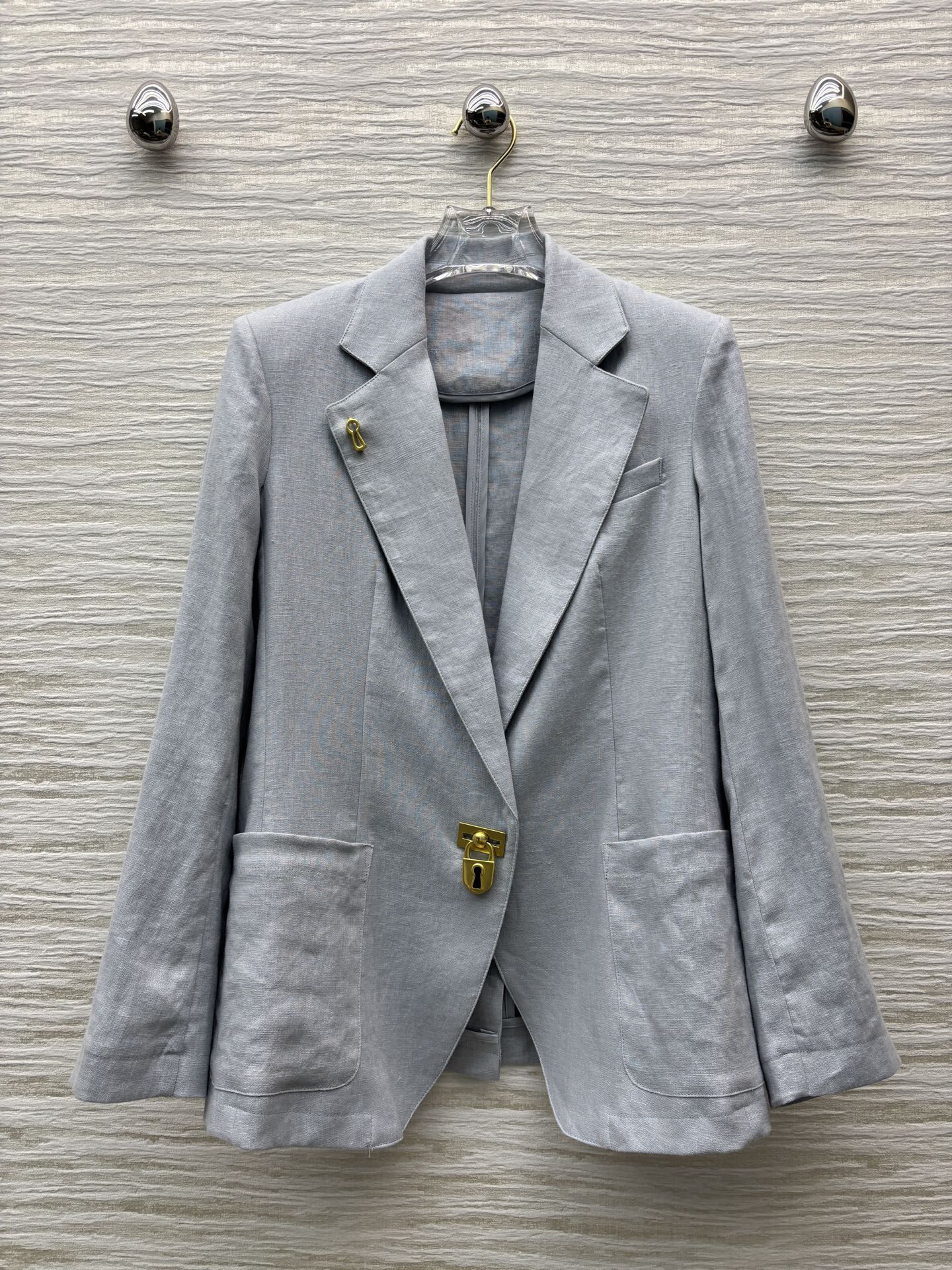 Linen Blazer with Gold Buckle Detail - Spring/Summer Collection 2 i1748879107600 767 0 0