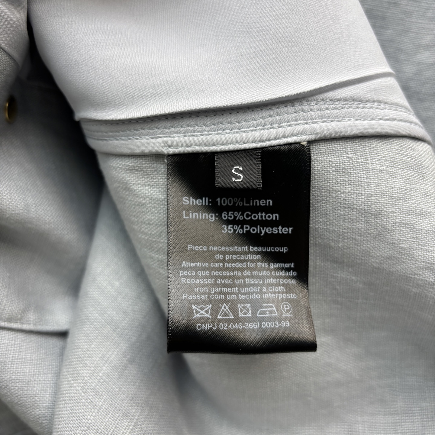 四个码数SMLXL Sch家25春夏新款 异形扣翻领亚麻西装外套 开模异形扣 每个扣子都不一样 立体西装