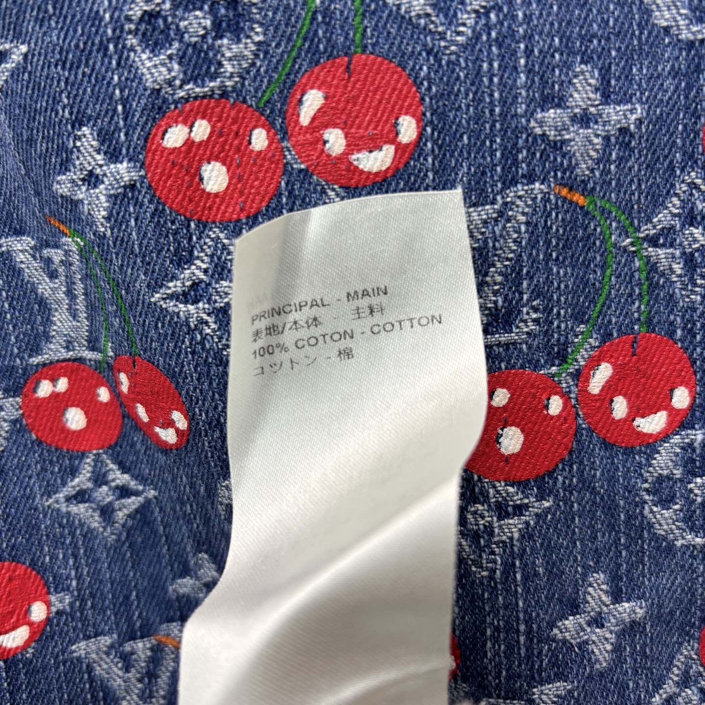 L家 25夏季新款 樱桃字母老花提花牛仔系列 圆领拉链式无袖连衣裙 高级定制满幅老花樱花提花牛仔面料 复