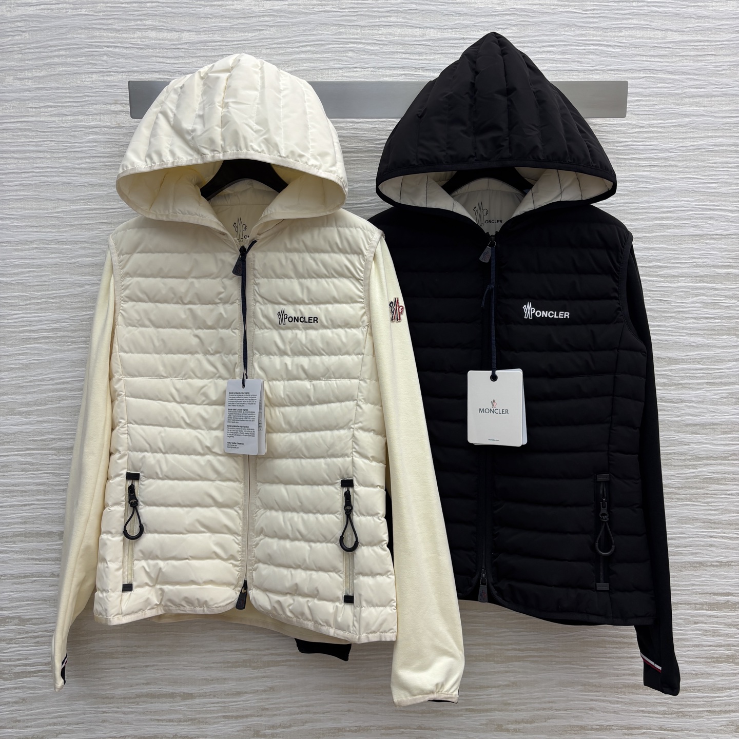 M家 25秋冬新款 拼接设计连帽羽绒服 短款版型 上身轻松分割身材 比例显瘦显高绝绝子 连帽长袖拼接针织
