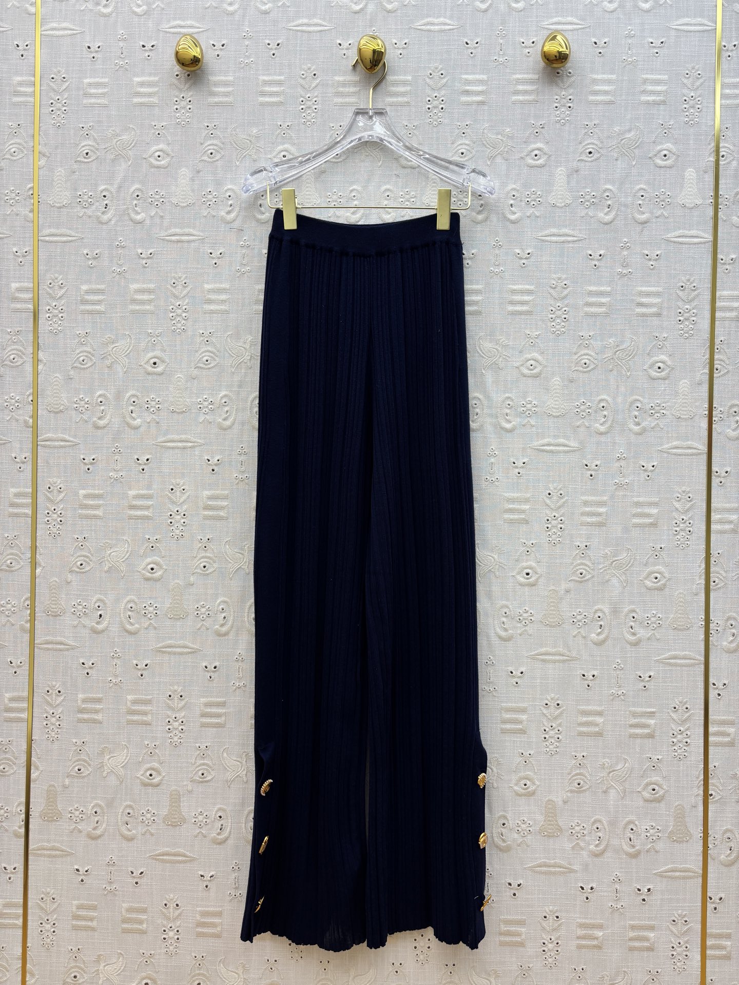 Sch 25秋冬新款 异形扣装饰针织套装 翻领排扣针织上衣+高腰针织直筒裤  高定时髦感经典版型 简洁干