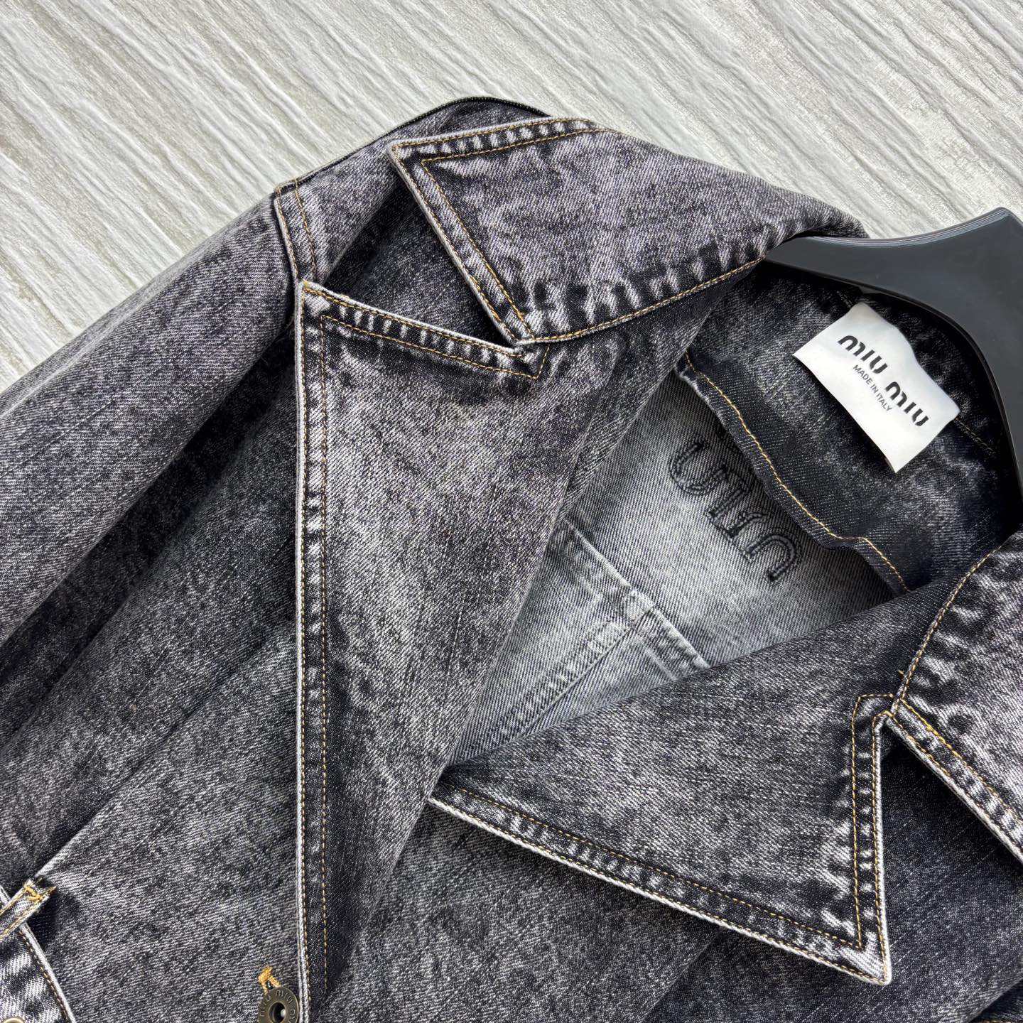 Miu Miu Washed Denim Jacket with Belt - Retro Chic Outerwear 4 i1757935708490 841 0 3