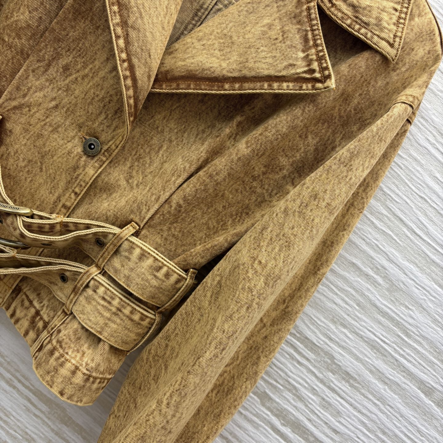 Miu Miu Washed Denim Jacket with Belt - Retro Style & Tailored Fit 7 i1757935736344 6980 0 5