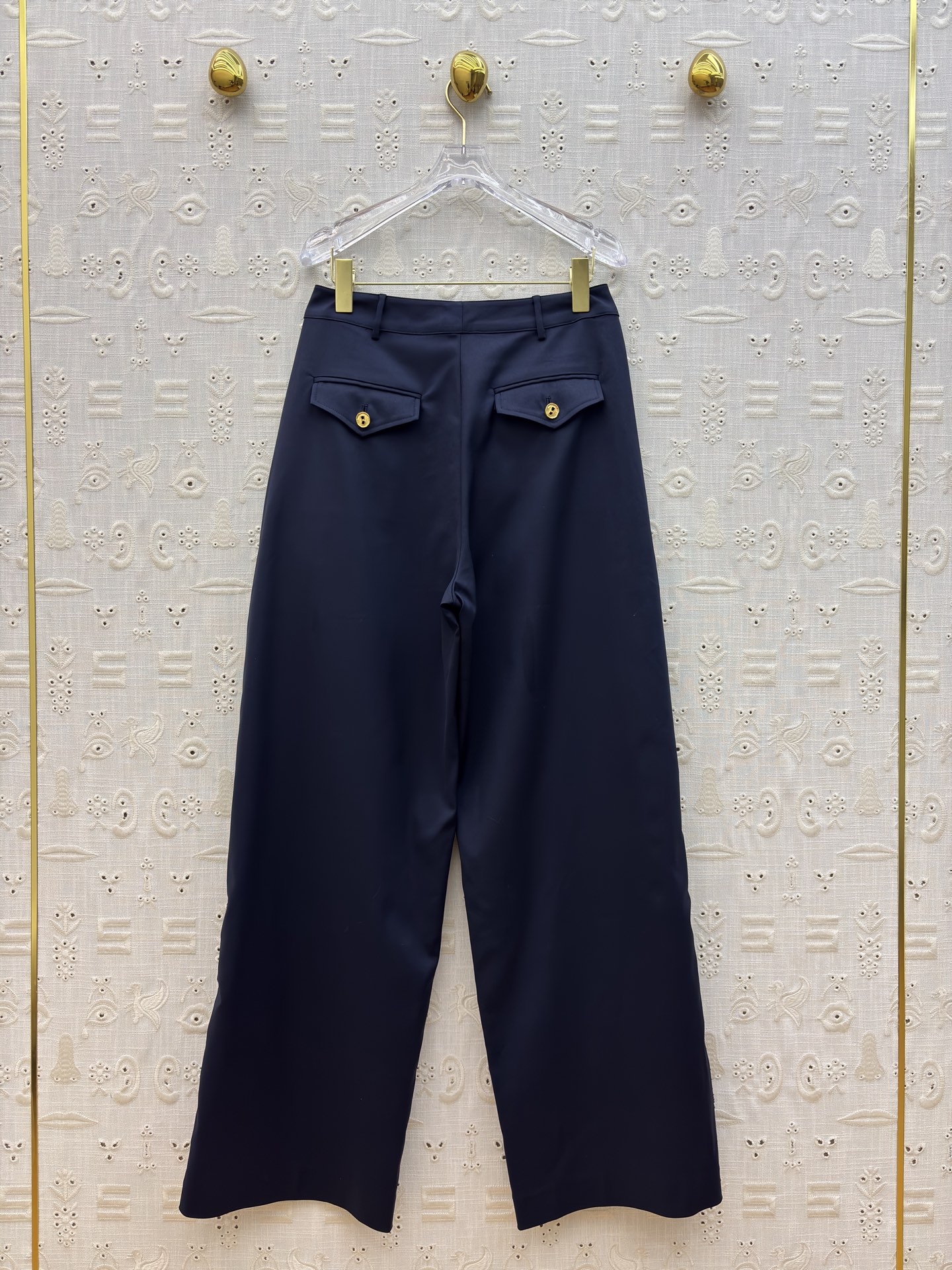 Sch 25秋冬 倪妮同款 藏青色阔腿裤 侧边毛边设计打破单调 垂坠版型尽显慵懒高级感 搭配同系列西装 