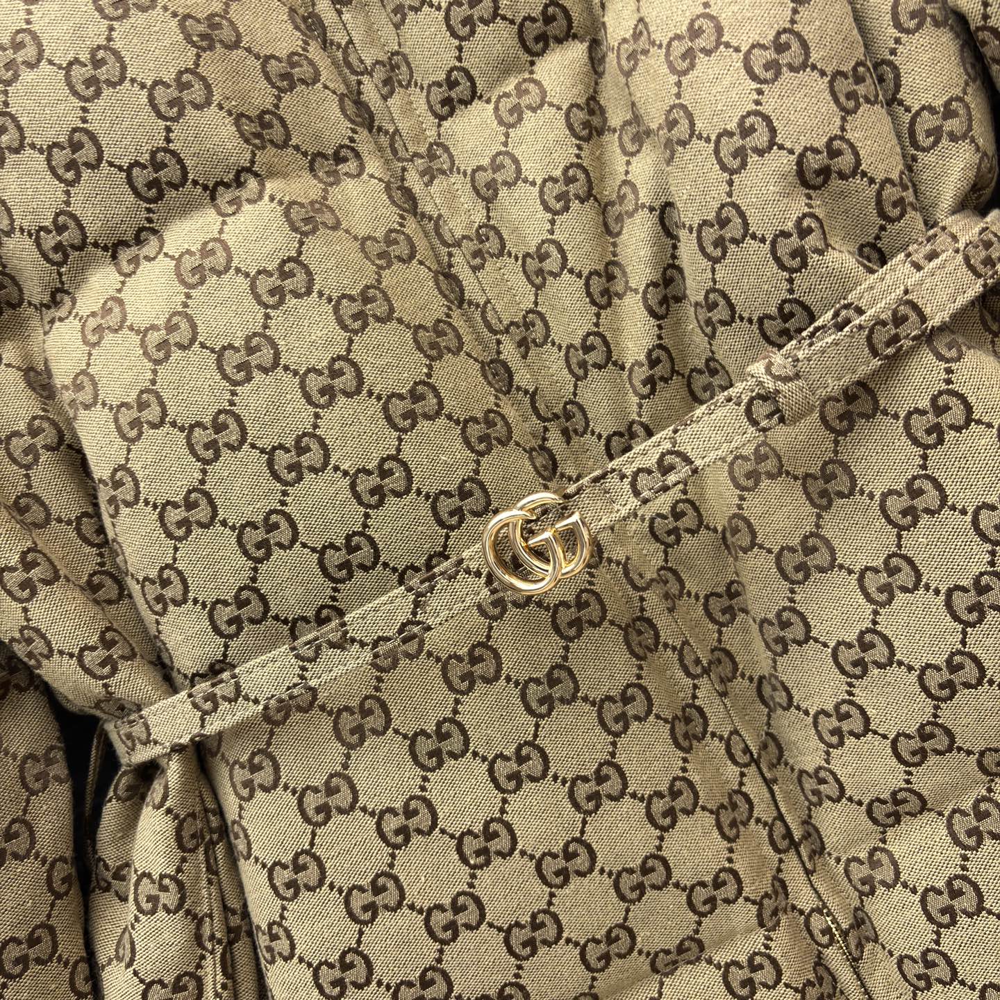 G家25秋冬 经典双G纹立领羽绒服这款羽绒服将复古奢雅与冬日温暖完美融合 金色腰带扣点缀 收腰设计勾勒曼