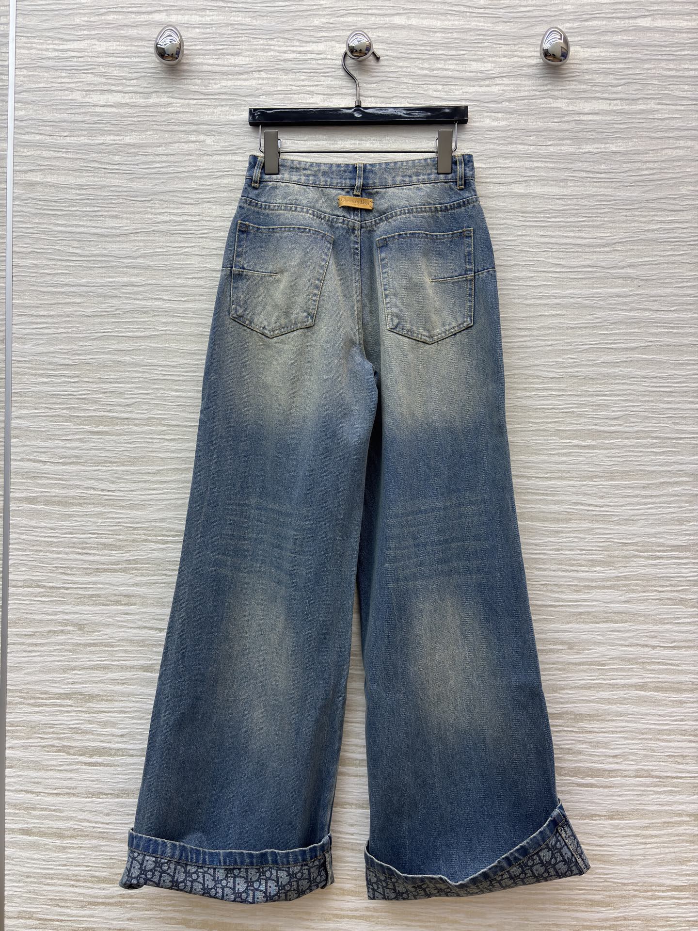 D家 26早春新款 牛仔内提花高腰阔腿裤 原版定制字母牛仔洗水面料 宽松阔腿设计 垂感好又柔软 春夏秋都