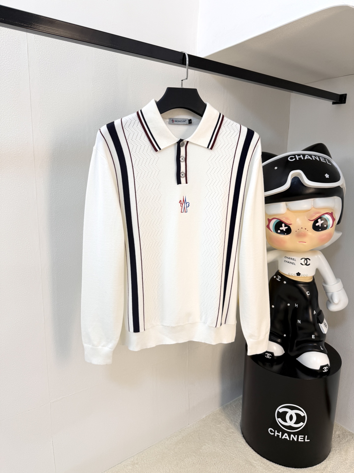 Moncler Men's Long Sleeve Knit Polo Shirt - Soft, Stylish & Versatile