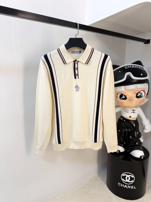 Moncler Men's Long Sleeve Knit Polo Shirt - Casual & Stylish Fall/Winter Wear 1 Moncler Men's Long Sleeve Knit Polo Shirt - Casual & Stylish Fall/Winter Wear