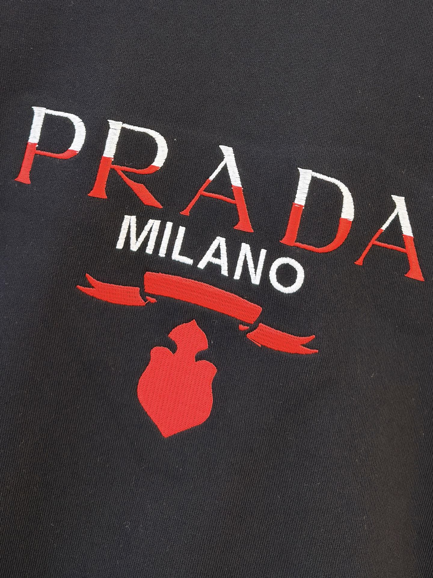 P普拉达25SS【新品】最新最顶级版本精美工艺圆领卫衣，最顶级的品质专柜原单套头衫，顶级制作工艺进口面料