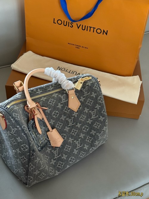 Louis Vuitton Speedy 30 Denim Monogram Handbag, 30 cm - Perfect for Travel 1 Louis Vuitton Speedy 30 Denim Monogram Handbag, 30 cm - Perfect for Travel