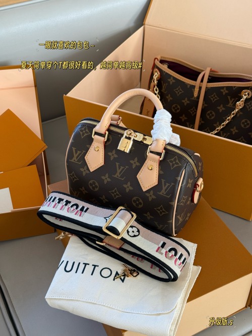 Louis Vuitton Speedy 20: Stylish Monogram Canvas Handbag with Adjustable Strap 1 Louis Vuitton Speedy 20: Stylish Monogram Canvas Handbag with Adjustable Strap