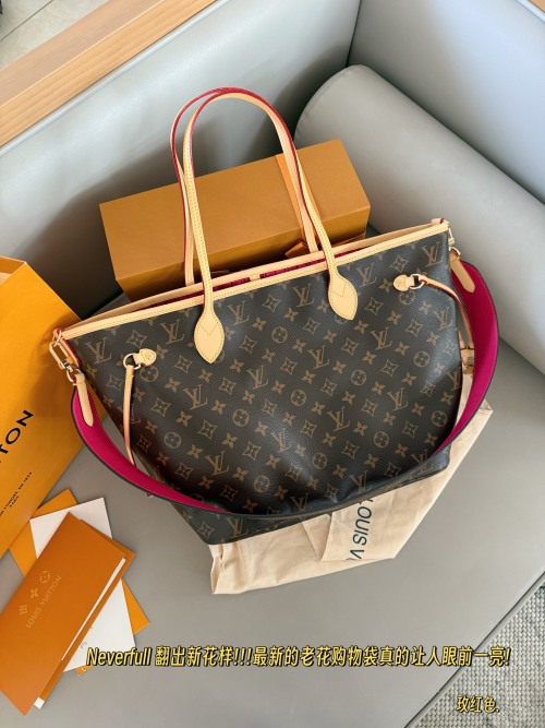 Louis Vuitton Neverfull MM Monogram Tote Bag with Rose Ballerine Lining 1 Louis Vuitton Neverfull MM Monogram Tote Bag with Rose Ballerine Lining