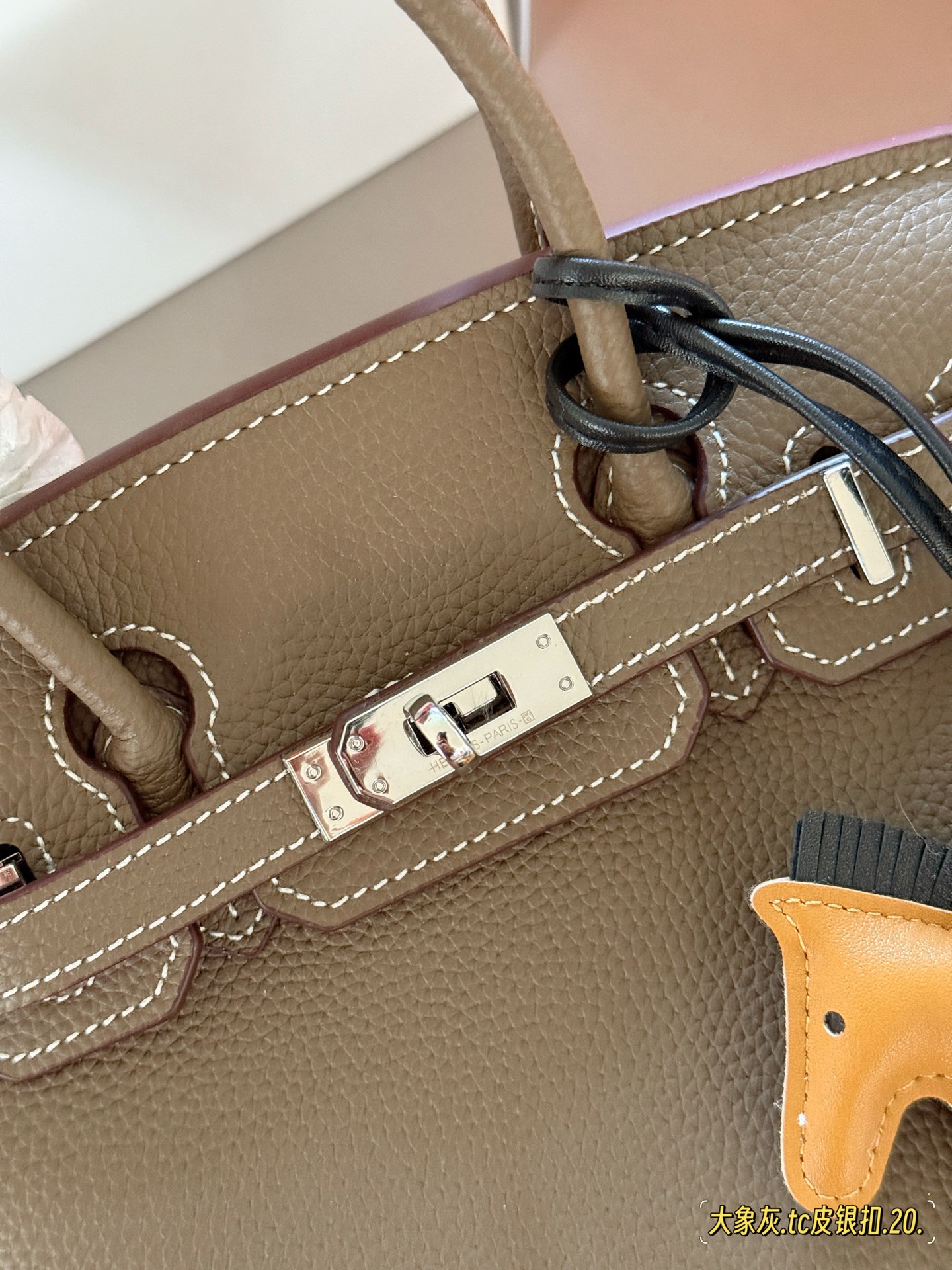 Elegante Bolso Birkin 20 en Cuero TC con Adorable Amuleto de Caballito Alado 5 i1748745629148 4646 0 3