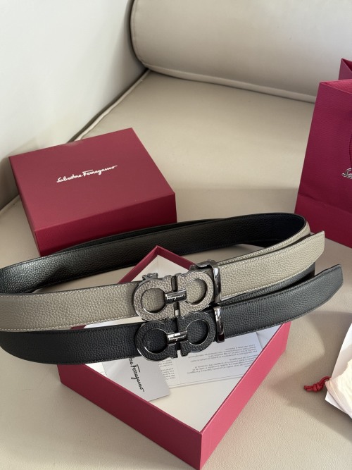 Salvatore Ferragamo Reversible Leather Belt with Double Gancini Buckle 1 Salvatore Ferragamo Reversible Leather Belt with Double Gancini Buckle
