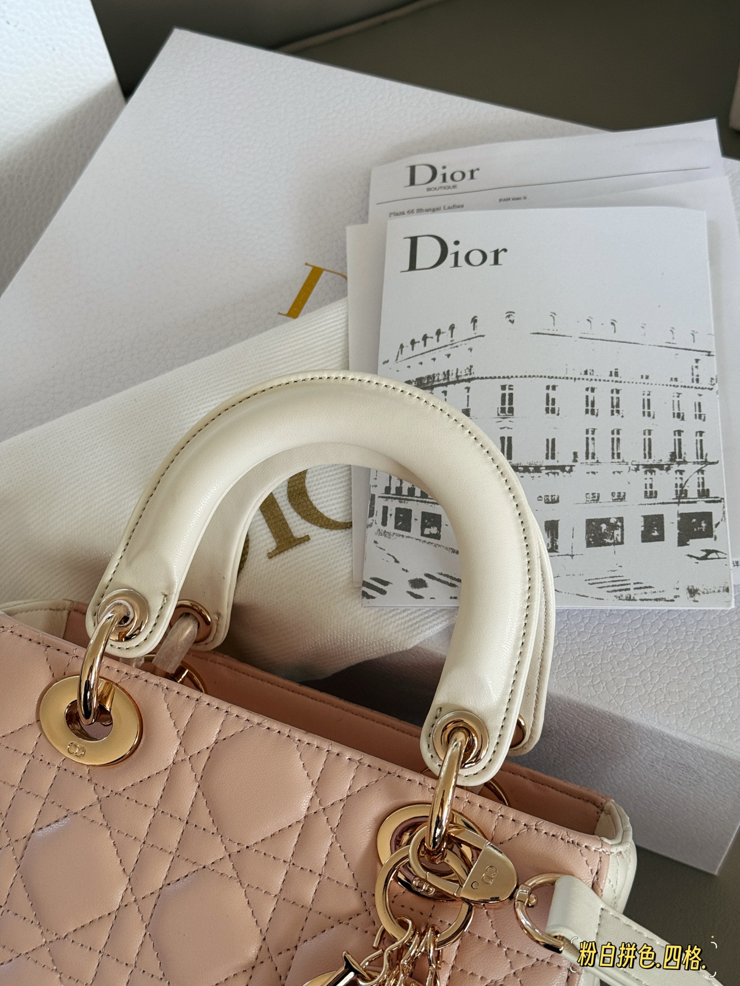 Elegante Bolso Lady Dior en Piel de Cordero Rosa y Blanco con Charm 7 i1749876936034 2289 0 5