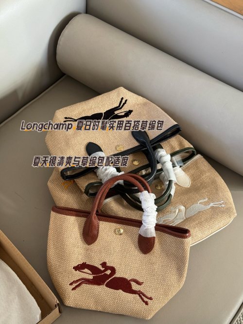 Longchamp Straw Woven Tote Bag, Summer Casual Crossbody Bag 1 Longchamp Straw Woven Tote Bag, Summer Casual Crossbody Bag