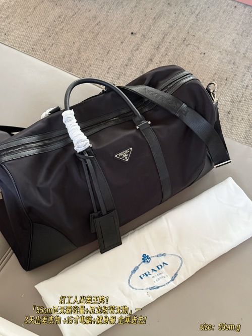 Prada Black Nylon Travel Bag, Unisex Duffle for Gym and Weekend Getaways 1 Prada Black Nylon Travel Bag, Unisex Duffle for Gym and Weekend Getaways