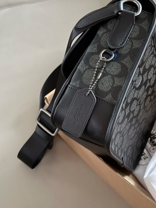COACH League Flap Crossbody Bag, Black Coated Canvas - Laptop Compatible 1 COACH League Flap Crossbody Bag, Black Coated Canvas - Laptop Compatible