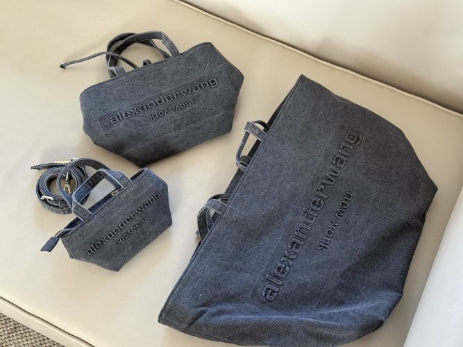 Alexander Wang Denim Tote Bag, Large Capacity, 100% Cotton, Three Sizes 1 Alexander Wang Denim Tote Bag, Large Capacity, 100% Cotton, Three Sizes