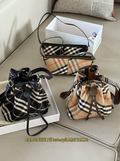 Burberry Plaid Bucket Bag, Cute Drawstring Closure, Perfect for Daily Essentials 1 Burberry Plaid Bucket Bag, Cute Drawstring Closure, Perfect for Daily Essentials